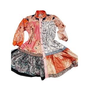 Boho Patchwork Paisley Dress Mixed Print Flowy Tunic Earthy relaxed prairie